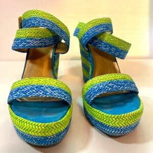 Stuart Weitzman Crochet Ankle Strap Wedge